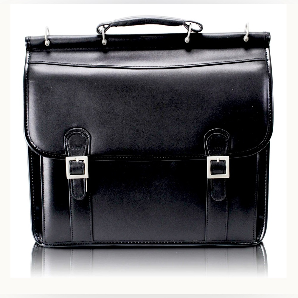NEW Mcklein HALSTED | 15" Leather Double-Compartment Laptop Briefcase
